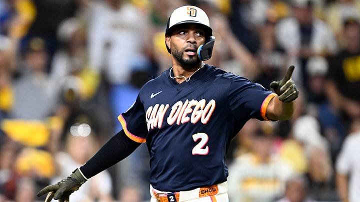 Sep 25, 2026; San Diego, California, USA; San Diego Padres shortstop Xander Bogaerts (2) celebrates after scoring during the second inning against the Arizona Diamondbacks at Petco Park. Mandatory Credit: Denis Poroy-Imagn Images Sep 25, 2026; San Diego, California, USA; San Diego Padres shortstop Xander Bogaerts (2) celebrates after scoring during the second inning against the Arizona Diamondbacks at Petco Park. Mandatory Credit: Denis Poroy-Imagn Images