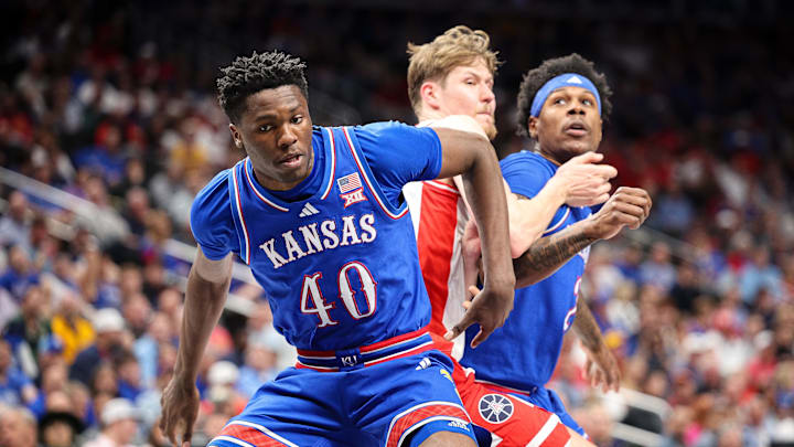 Kansas is favored against Arkansas in the Round of 64 in the NCAA Tournament.