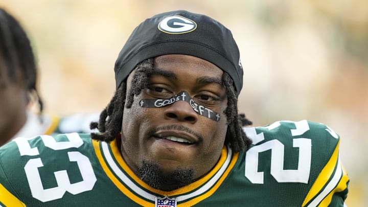 Green Bay Packers running back Emanuel Wilson during the game against the Detroit Lions. Green Bay Packers running back Emanuel Wilson during the game against the Detroit Lions.