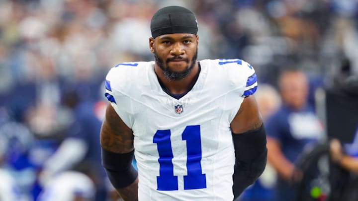 Sep 15, 2024; Arlington, Texas, USA; Dallas Cowboys linebacker Micah Parsons (11) before the game against the New Orleans Saints at AT&T Stadium. Mandatory Credit: Kevin Jairaj-Imagn Images Sep 15, 2024; Arlington, Texas, USA; Dallas Cowboys linebacker Micah Parsons (11) before the game against the New Orleans Saints at AT&T Stadium. Mandatory Credit: Kevin Jairaj-Imagn Images