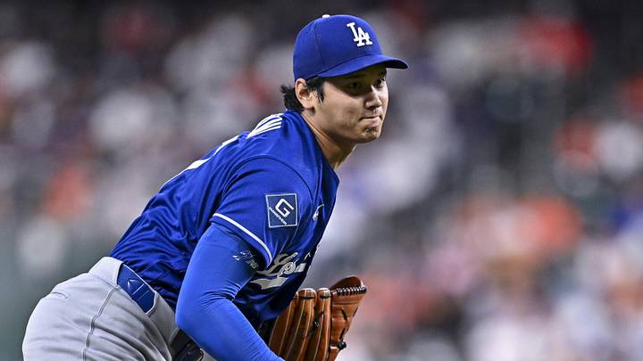 May 5, 2026; Houston, Texas, USA; Los Angeles Dodgers starting pitcher Shohei Ohtani (17) delivers a pitch in the first inning against the Houston Astros at Daikin Park. Mandatory Credit: Maria Lysaker-Imagn Images 