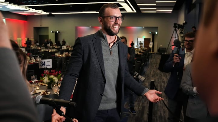 Andrew Luck attends the Chuckstrong Tailgate Gala in 2024 at the Colts Practice Facility in Indianapolis.