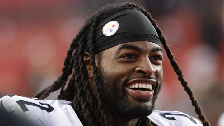 Former Pittsburgh Steelers running back Najee Harris walks off the field Former Pittsburgh Steelers running back Najee Harris walks off the field