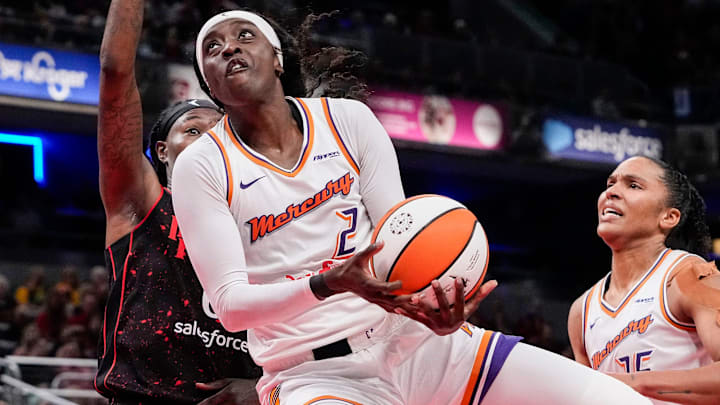 Phoenix Mercury guard Kahleah Copper (2) goes in for a lay-up Wednesday, July 30, 2025, during the game at Gainbridge Fieldhouse in Indianapolis. The Indiana Fever defeated the Phoenix Mercury, 107-101. Phoenix Mercury guard Kahleah Copper (2) goes in for a lay-up Wednesday, July 30, 2025, during the game at Gainbridge Fieldhouse in Indianapolis. The Indiana Fever defeated the Phoenix Mercury, 107-101.