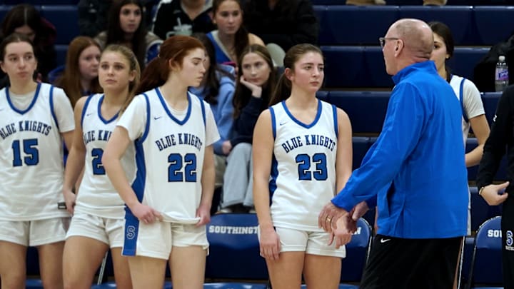 The Southington Blue Knights girls basketball team were the 2025 Class LL runner-ups. 