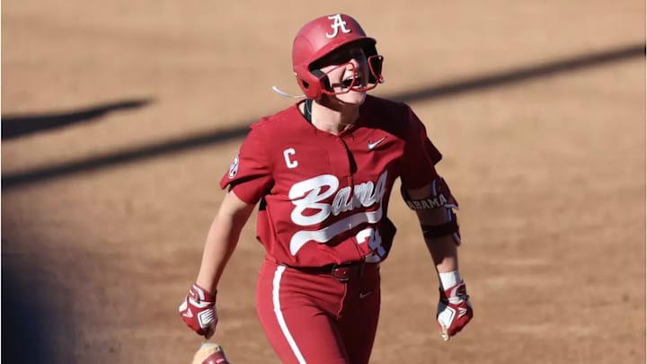 Alabama Softball Player Marlie Giles (34) in action against University of South Florida durning the Crimson Classic at Rhoads Stadium in Tuscaloosa, AL on Saturday, Feb 28, 2026. Alabama Softball Player Marlie Giles (34) in action against University of South Florida durning the Crimson Classic at Rhoads Stadium in Tuscaloosa, AL on Saturday, Feb 28, 2026.