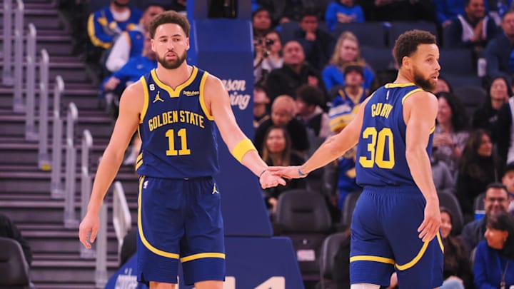 Dec 2, 2022; San Francisco, California, USA; Golden State Warriors shooting guard Klay Thompson (11)