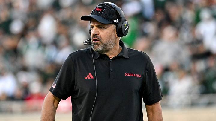 Nebraska’s head coach Matt Rhule looks on during the second quarter in the game against Michigan State. Nebraska’s head coach Matt Rhule looks on during the second quarter in the game against Michigan State.
