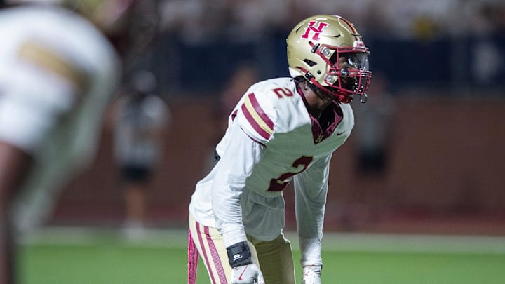 Hartfield's Bralan Womack (2) and the Hawks take on MRA in Madison, Miss., Friday, Oct. 11, 2024.