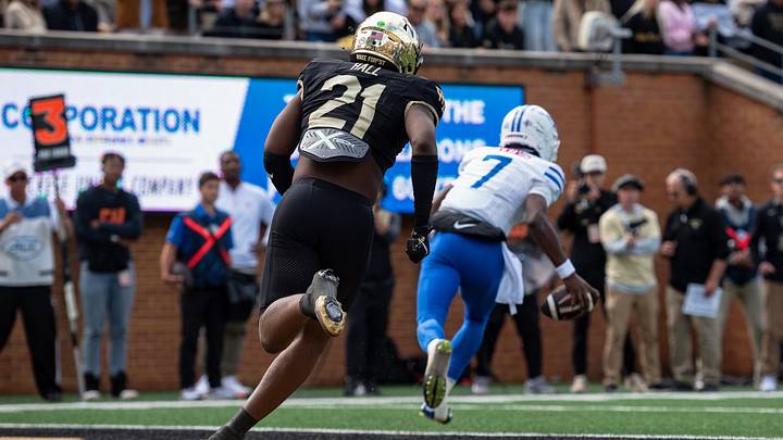 Wake Forest linebacker Aiden Hall chases SMU quarterback Wake Forest linebacker Aiden Hall chases SMU quarterback