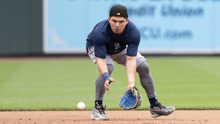 Baltimore, Maryland, USA; Seattle Mariners third baseman Luis Urias (16) takes infield practice prior to the game against the Baltimore Orioles at Oriole Park at Camden Yards.