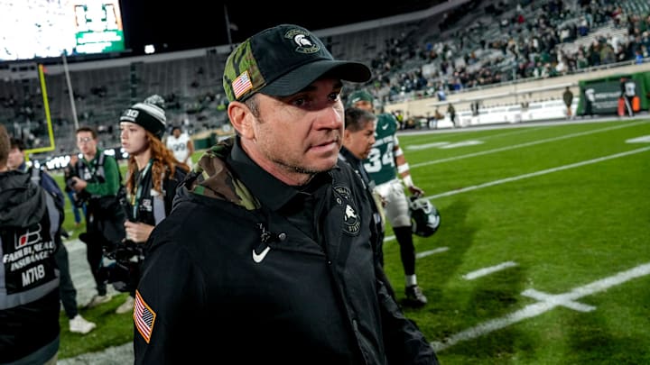 Michigan State's head coach Jonathan Smith leaves the field after the game against Penn State after the game on Saturday, Nov. 15, 2025, at Spartan Stadium in East Lansing. Michigan State's head coach Jonathan Smith leaves the field after the game against Penn State after the game on Saturday, Nov. 15, 2025, at Spartan Stadium in East Lansing.