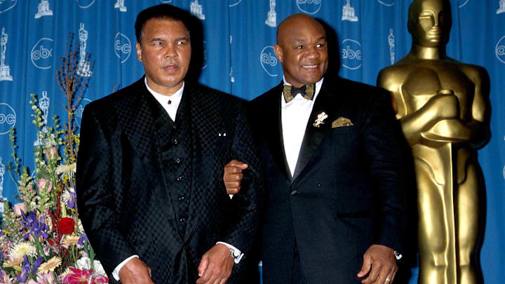 Muhammad Ali (left) and George Foreman (right).
