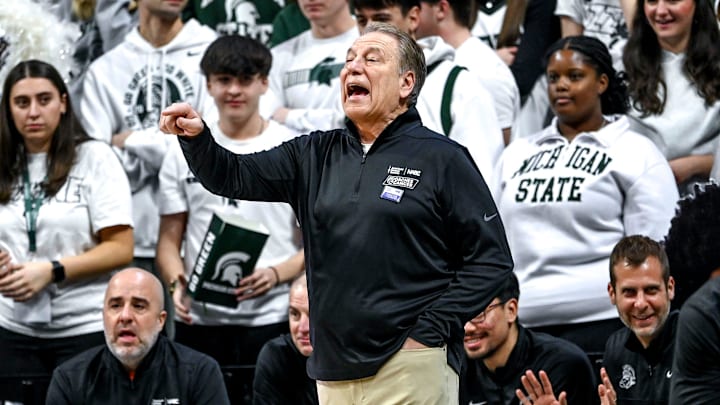 Michigan State's head coach Tom Izzo calls out to players during the game against Minnesota on Tuesday, Jan. 28, 2025, at the Breslin Center in East Lansing.