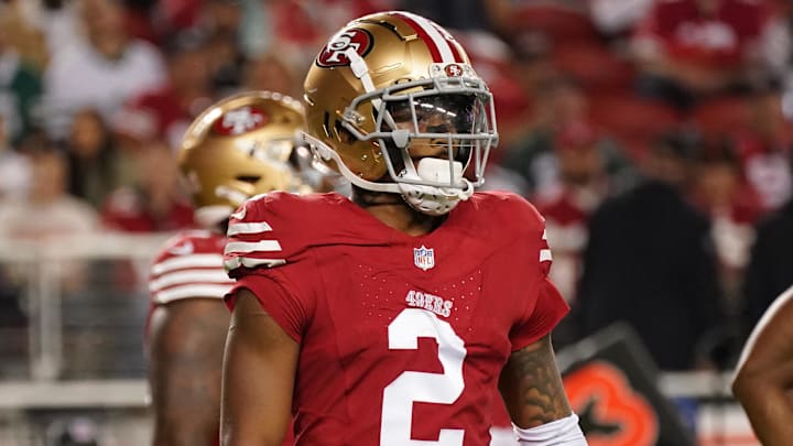 Sep 9, 2024; Santa Clara, California, USA; San Francisco 49ers cornerback Deommodore Lenoir (2) waits for the snap against the New York Jets at Levi's Stadium. Mandatory Credit: David Gonzales-Imagn Images