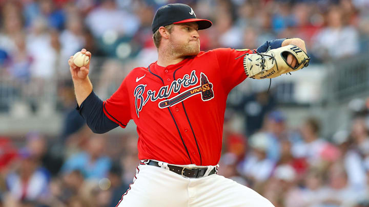 Sep 8, 2023; Atlanta, Georgia, USA; Atlanta Braves starting pitcher Bryce Elder (55) throws against