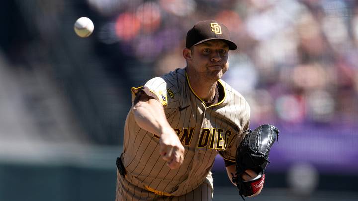 San Diego Padres starting pitcher Michael King (34) delivers a pitch against the San Francisco Giants during the first inning at Oracle Park on Sept. 12, 2026. San Diego Padres starting pitcher Michael King (34) delivers a pitch against the San Francisco Giants during the first inning at Oracle Park on Sept. 12, 2026.