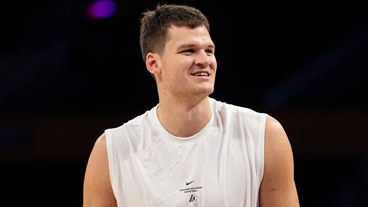 Oct 16, 2026; Los Angeles, California, USA;  Los Angeles Lakers center Walker Kessler (14) during pregame warmups before a against the Denver Nuggets at Crypto.com Arena.  Mandatory Credit: Jon Endow-Imagn Images