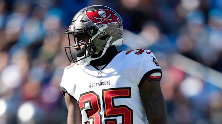 Jan 7, 2024; Charlotte, North Carolina, USA; Tampa Bay Buccaneers cornerback Jamel Dean (35) during the first quarter against the Carolina Panthers at Bank of America Stadium. Mandatory Credit: Jim Dedmon-Imagn Images Jan 7, 2024; Charlotte, North Carolina, USA; Tampa Bay Buccaneers cornerback Jamel Dean (35) during the first quarter against the Carolina Panthers at Bank of America Stadium. Mandatory Credit: Jim Dedmon-Imagn Images