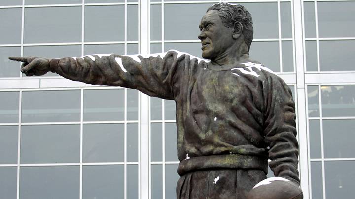 Dec 9, 2007; Green Bay, WI, USA; Curly Lambeau aka Earl Lambeau statue covered in show at Lambeau Field. Dec 9, 2007; Green Bay, WI, USA; Curly Lambeau aka Earl Lambeau statue covered in show at Lambeau Field.