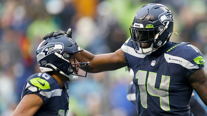 DK Metcalf and Tyler Lockett of the Seattle Seahawks