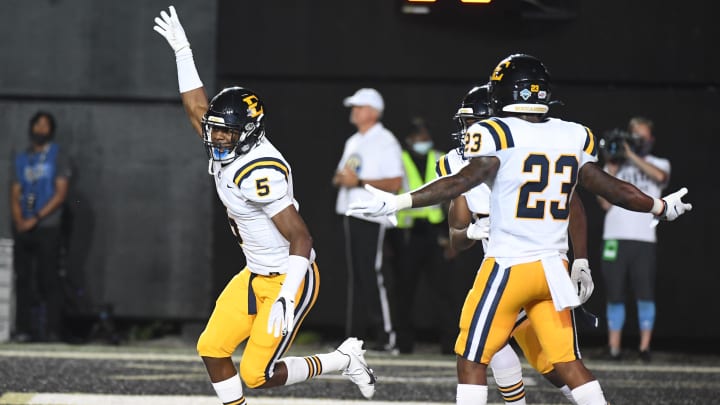 Sep 4, 2021; Nashville, Tennessee, USA; East Tennessee State Buccaneers defensive back Sheldon