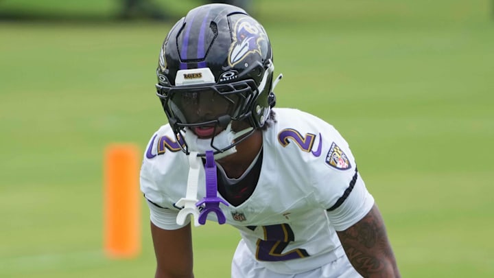 Jul 24, 2025; Owings Mills, MD, USA; Baltimore Ravens cornerback Nate Wiggins (2) runs drills during training camp at the Under Armour Performance Center. Mandatory Credit: Mitch Stringer-Imagn Images Jul 24, 2025; Owings Mills, MD, USA; Baltimore Ravens cornerback Nate Wiggins (2) runs drills during training camp at the Under Armour Performance Center. Mandatory Credit: Mitch Stringer-Imagn Images