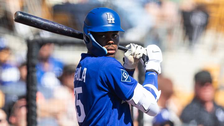 Mar 4, 2026; Glendale, AZ, USA; Los Angeles Dodgers outfielder Josue De Paula against Team Mexico during a spring training game at Camelback Ranch. Mandatory Credit: Mark J. Rebilas-Imagn Images Mar 4, 2026; Glendale, AZ, USA; Los Angeles Dodgers outfielder Josue De Paula against Team Mexico during a spring training game at Camelback Ranch. Mandatory Credit: Mark J. Rebilas-Imagn Images