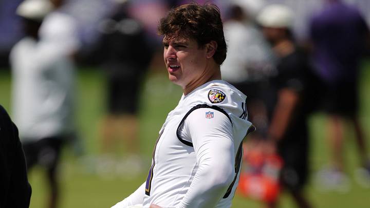 Jul 29, 2026; Ownigs Mills, MD, USA; Baltimore Ravens linebacker Trey Hendrickson (91) during practice at the Under Armour Performance Center. Mandatory Credit: Mitch Stringer-Imagn Images