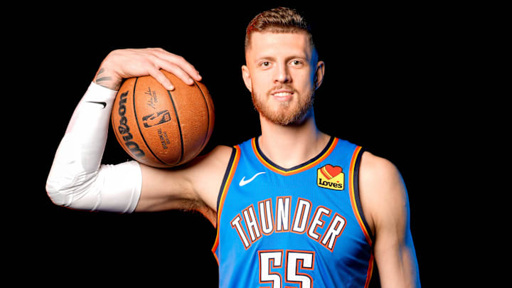 Isaiah Hartenstein is pictured during the Thunder media day at the Paycom Center in Oklahoma City, on Monday, Sept. 30, 2024.