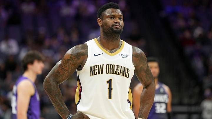 Apr 3, 2026; Sacramento, California, USA; New Orleans Pelicans forward Zion Williamson (1) during the fourth quarter against the Sacramento Kings at Golden 1 Center. Mandatory Credit: Darren Yamashita-Imagn Images