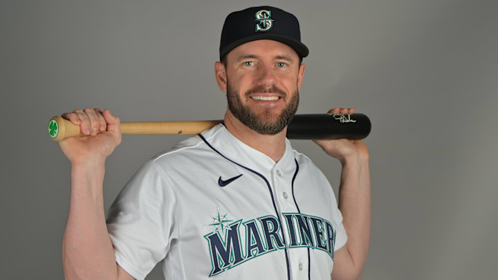 Seattle Mariners catcher Andrew Knizner (25) during spring training photo day in Peoria, AZ.
