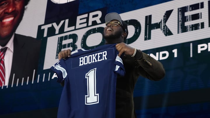 Tyler Booker was selected by the Dallas Cowboys with the No. 12 overall pick in the 2025 NFL Draft. 