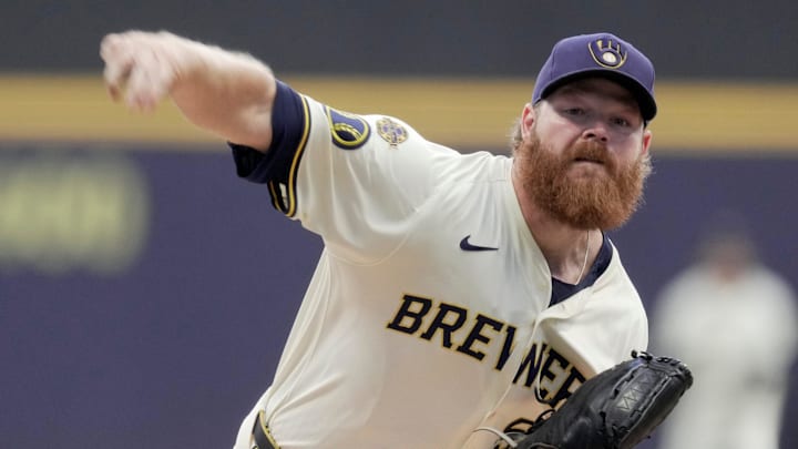 Milwaukee Brewers pitcher Brandon Woodruff (53) throws during the first inning of their game against the Arizona Diamondbacks Monday, August 25, 2025 at American Family Field in Milwaukee, Wisconsin. Milwaukee Brewers pitcher Brandon Woodruff (53) throws during the first inning of their game against the Arizona Diamondbacks Monday, August 25, 2025 at American Family Field in Milwaukee, Wisconsin.