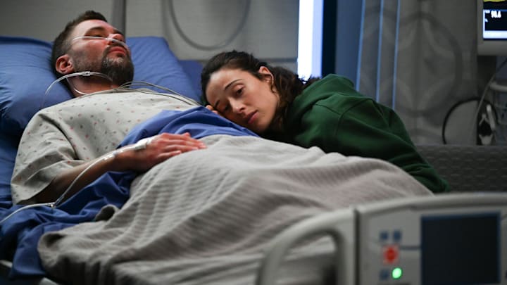 CHICAGO P.D. -- "A Better Place" Episode 1022 -- Pictured: (l-r) Patrick John Flueger as Adam Ruzek, Marina Squerciati as Kim Burgess -- (Photo by: Lori Allen/NBC)