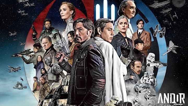 Star Wars: Andor final poster for Season 2 featuring the full cast. Image Credit: StarWars.com