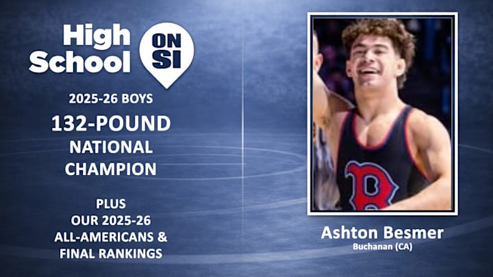 Ashton Besmer of Buchanan (CA) is the 2025-26 High School On SI 132-Pound National Wrestling Champion. Ashton Besmer of Buchanan (CA) is the 2025-26 High School On SI 132-Pound National Wrestling Champion.