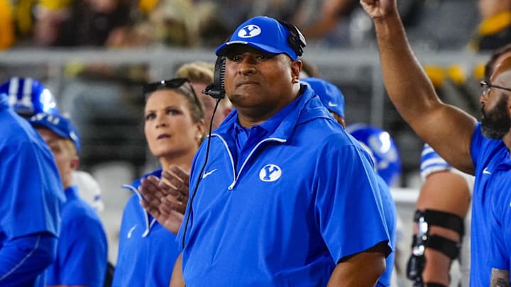 Brigham Young football head coach Kalani Sitake.