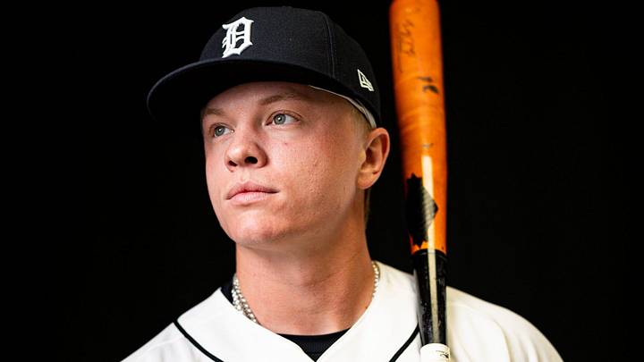 Detroit Tigers outfielder Max Clark on picture day during spring training at TigerTown in Lakeland, Fla. on Tuesday, Feb. 17, 2026. Detroit Tigers outfielder Max Clark on picture day during spring training at TigerTown in Lakeland, Fla. on Tuesday, Feb. 17, 2026.