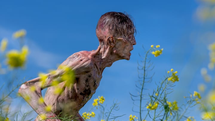 An infected in Columbia Pictures' 28 YEARS LATER.