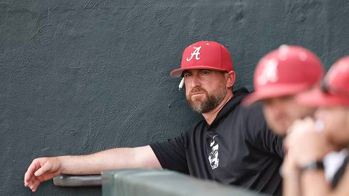 Alabama Head Coach Rob Vaughn in action against Arkansas at Sewell-Thomas Stadium in Tuscaloosa, AL on Friday, Apr 10, 2026.