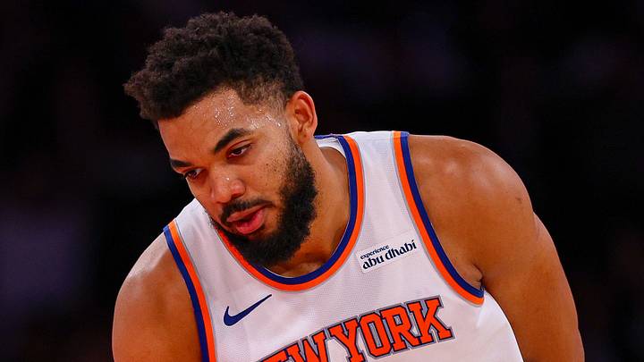 Oct 12, 2026; New York, New York, USA; New York Knicks center Karl-Anthony Towns (32) reacts after a basket during the first half against the Minnesota Timberwolves at Madison Square Garden. Mandatory Credit: Vincent Carchietta-Imagn Images Oct 12, 2026; New York, New York, USA; New York Knicks center Karl-Anthony Towns (32) reacts after a basket during the first half against the Minnesota Timberwolves at Madison Square Garden. Mandatory Credit: Vincent Carchietta-Imagn Images
