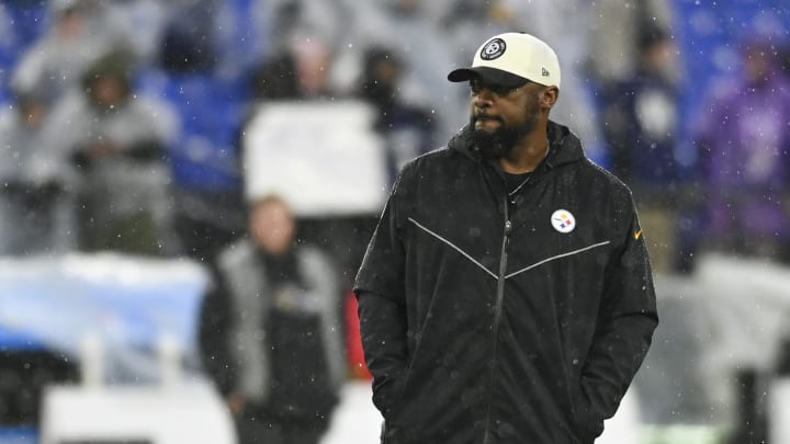 Jan 6, 2024; Baltimore, Maryland, USA; Pittsburgh Steelers head coach Mike Tomlin walks the field before the game against the Baltimore Ravens at M&T Bank Stadium. Mandatory Credit: Tommy Gilligan-USA TODAY Sports Jan 6, 2024; Baltimore, Maryland, USA; Pittsburgh Steelers head coach Mike Tomlin walks the field before the game against the Baltimore Ravens at M&T Bank Stadium. Mandatory Credit: Tommy Gilligan-USA TODAY Sports