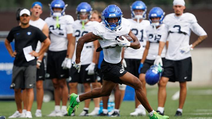 BYU wide receiver Legend Glasker at Fall Camp