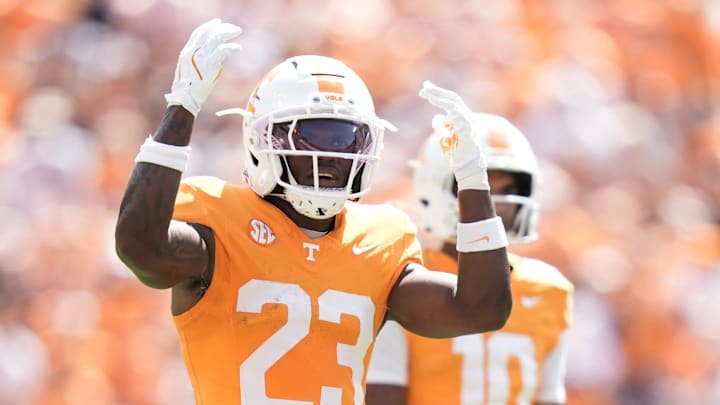Tennessee defensive back Boo Carter (23) during a college football game between Tennessee and UAB at Neyland Stadium in Knoxville, Tenn., on Sept. 20, 2025.