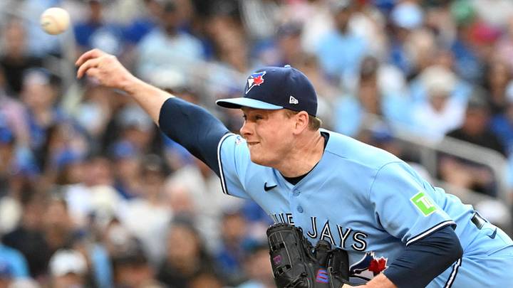 Toronto Blue Jays relief pitcher Louis Varland. Toronto Blue Jays relief pitcher Louis Varland.