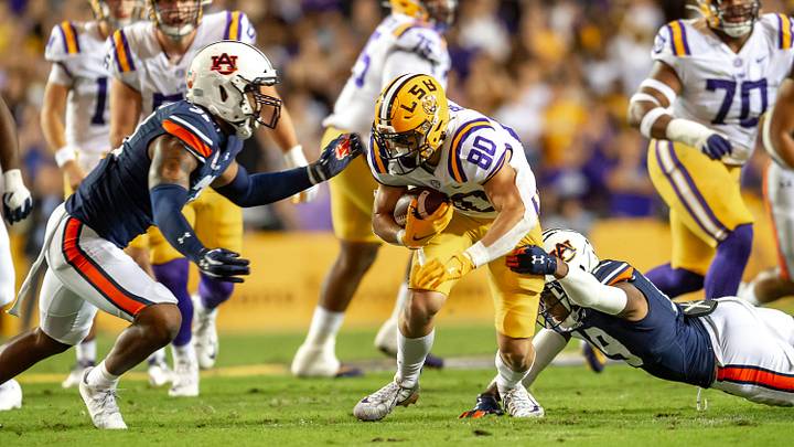 Jack Bech runs the ball as The LSU Tigers take on the Auburn Tigers in Tiger Stadium. Saturday, Oct. 2, 2021.
Half 1 Lsu Vs Auburn Football V2 0749 Jack Bech runs the ball as The LSU Tigers take on the Auburn Tigers in Tiger Stadium. Saturday, Oct. 2, 2021.
Half 1 Lsu Vs Auburn Football V2 0749