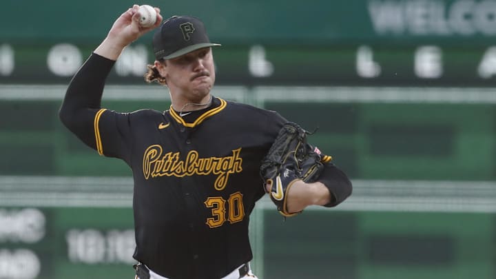 Pittsburgh Pirates starting pitcher Paul Skenes (30) delivers a pitch against the Miami Marlins during the first inning at PNC Park. 