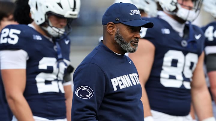 Nov 8, 2025; University Park, Pennsylvania, USA; Penn State Nittany Lions head coach Terry Smith looks on prior to the game against the Indiana Hoosiers at Beaver Stadium. Mandatory Credit: Matthew O'Haren-Imagn Images Nov 8, 2025; University Park, Pennsylvania, USA; Penn State Nittany Lions head coach Terry Smith looks on prior to the game against the Indiana Hoosiers at Beaver Stadium. Mandatory Credit: Matthew O'Haren-Imagn Images