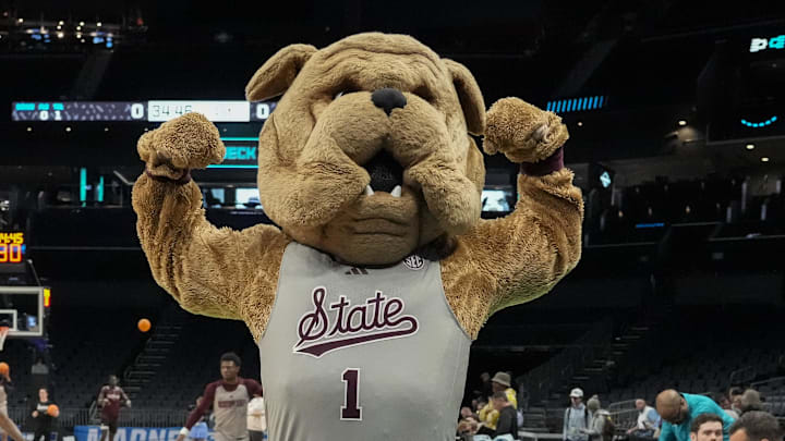 Mississippi State Bulldogs mascot Bully during practices at Spectrum Center.